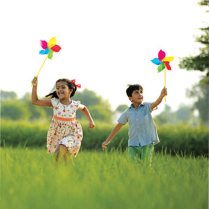 Kid Playing With Paper Windmill